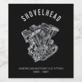 HD-motorfiets met videokettwin Shovelhead Engine D Wijn Etiket (Enkel label)