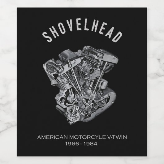 HD-motorfiets met videokettwin Shovelhead Engine D Wijn Etiket (Enkel label)