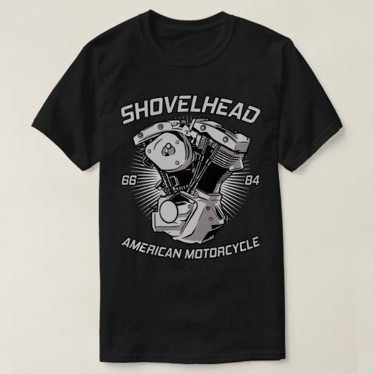  HD-motorfiets VTwin ShovelHead-engine tekenen T-shirt (Design voorkant)