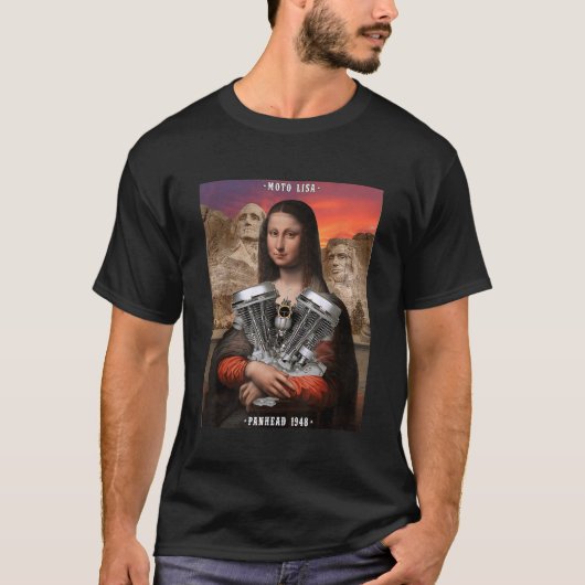 HD Panhead VTwin Motorcycle Moto Lisa Mona T-shirt (Voorkant)