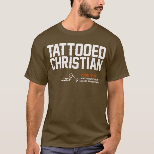 HD "Tattooed Christelijk" Brown T-Shirt - Mannen (Voorkant)