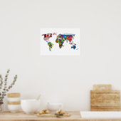 HD World Flags Map Poster (Keuken)