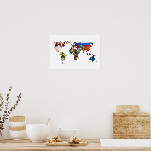 HD World Flags Map Poster (Keuken)