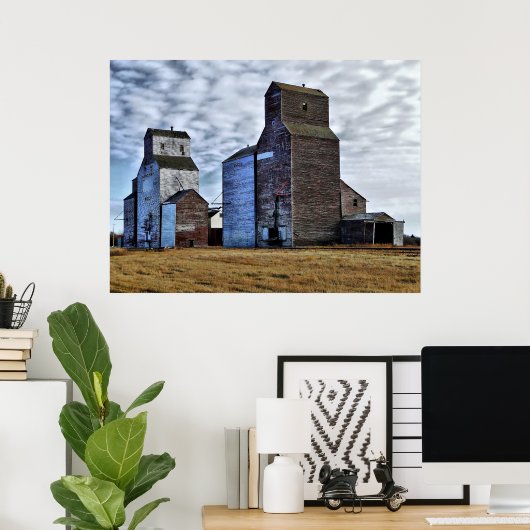 HDR Autumn prairie sentinels Poster Print (Thuiskantoor)