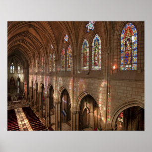 HDR-beeld van het interieur van de Basiliek, Quito Poster