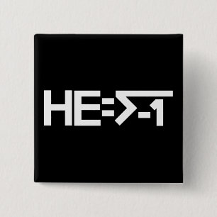 HE= √-1 (HIJ is maginair) [HE = Square Root of -1] Vierkante Button 5,1 Cm