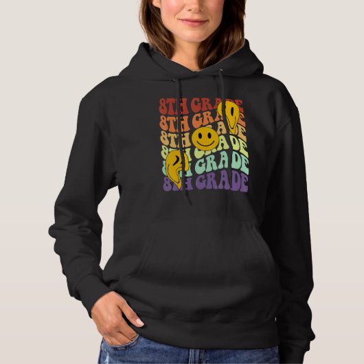 Hé 8e klas docent Terug naar schoolrecro Hoodie (Voorkant)