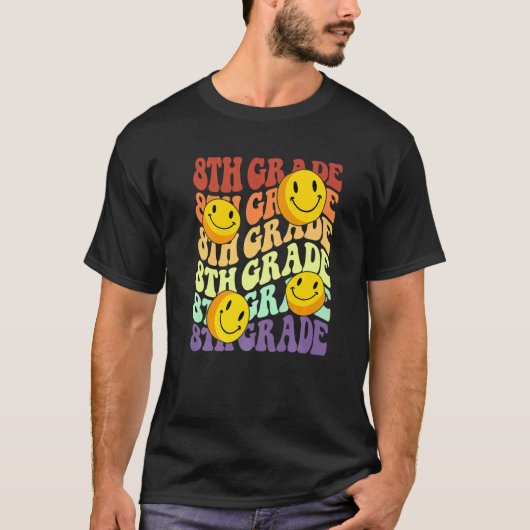 Hé 8e klas docent Terug naar schoolrecro T-shirt (Voorkant)