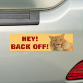 Hé! Achteruit! Met grote Oranje kat Bumpersticker (Op auto)