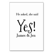 He asked she said yes engagement party name simple kaart (Achterkant)