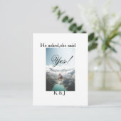 He asked she said yes engagement photo name stylis briefkaart (Staand voorkant)