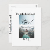 He asked she said yes engagement photo name stylis briefkaart (Voorkant / Achterkant)