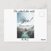 He asked she said yes engagement photo name stylis briefkaart (Achterkant)
