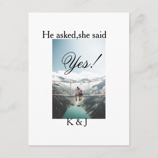 He asked she said yes engagement photo name stylis briefkaart (Voorkant)