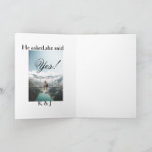 He asked she said yes engagement photo name stylis kaart (Binnen)