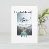 He asked she said yes engagement photo name stylis kaart (Staand voorkant)
