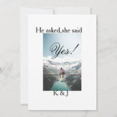 He asked she said yes engagement photo name stylis kaart (Achterkant)
