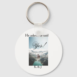 He asked she said yes engagement photo name stylis sleutelhanger