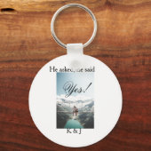 He asked she said yes engagement photo name stylis sleutelhanger (Achterkant)