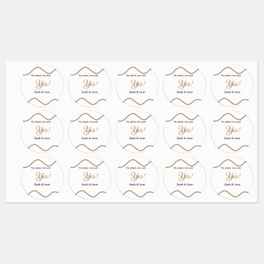 He asked she said yes engagement simple minimal labels (Vel)