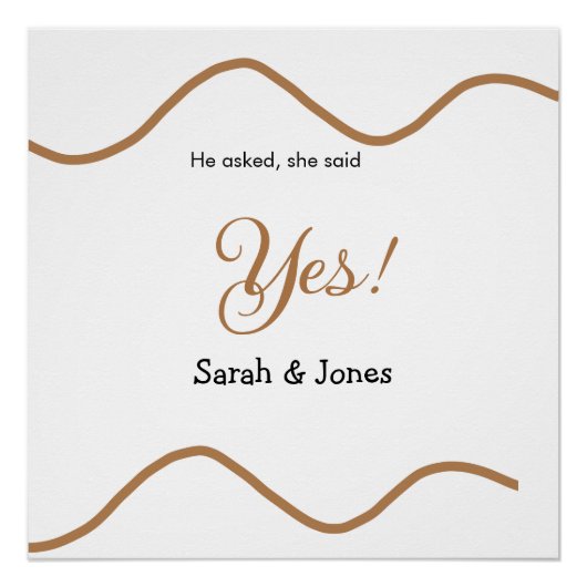 He asked she said yes engagement simple minimal perfect poster (Voorkant)