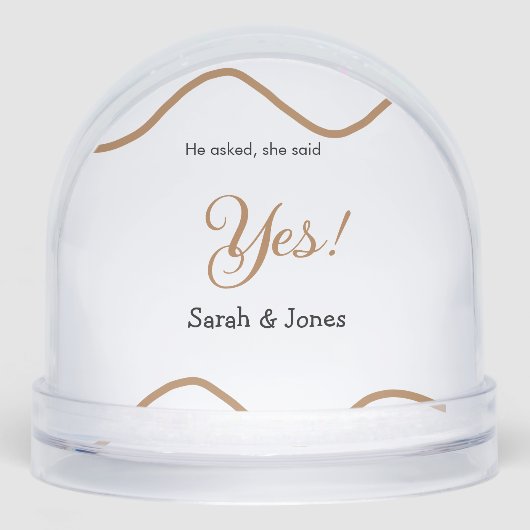 He asked she said yes engagement simple minimal  sneeuwbol (Voorkant)