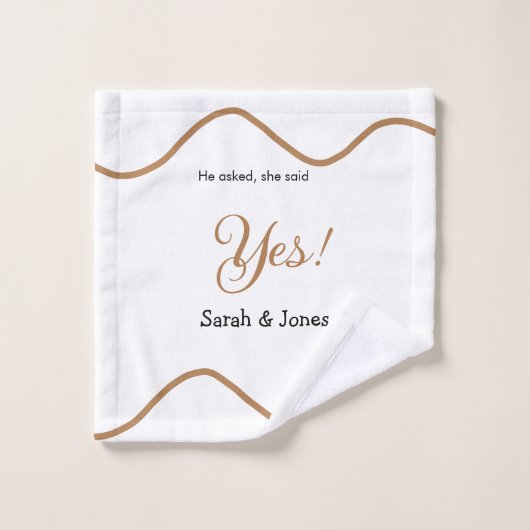He asked she said yes engagement simple minimal  washandje (Wasdoekje)