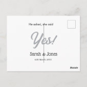 He asked she said yes engagement simple silver dat briefkaart (Achterkant)