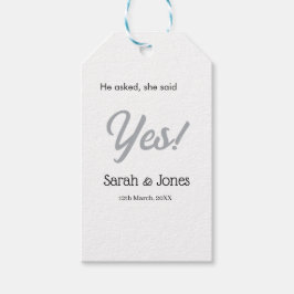 He asked she said yes engagement simple silver dat cadeaulabel