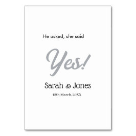 He asked she said yes engagement simple silver dat kaart