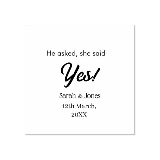 He asked she said yes engagement simple silver dat rubberstempel (Afrduk)