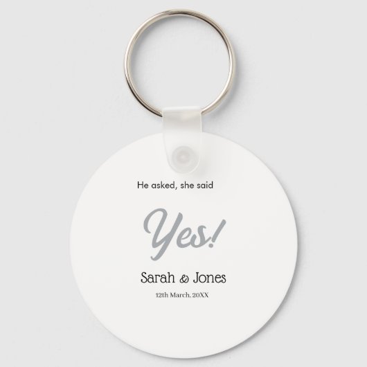 He asked she said yes engagement simple silver dat sleutelhanger (Achterkant)