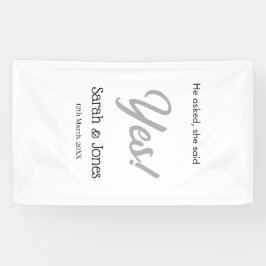 He asked she said yes engagement simple silver dat spandoek