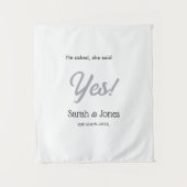 He asked she said yes engagement simple silver dat wandkleed (Voorkant)