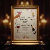 Hé Babe Galentines Uitnodiging Gouden Frame