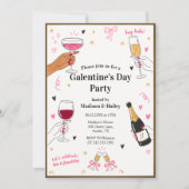 Hé Babe Galentines Uitnodiging Gouden Frame (Voorkant)