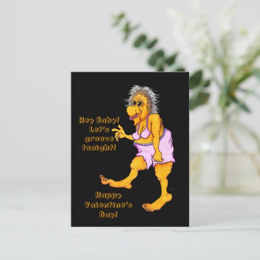 Hé Baby. Laten we groeven vanavond! Groovy Granny Briefkaart (Staand voorkant)
