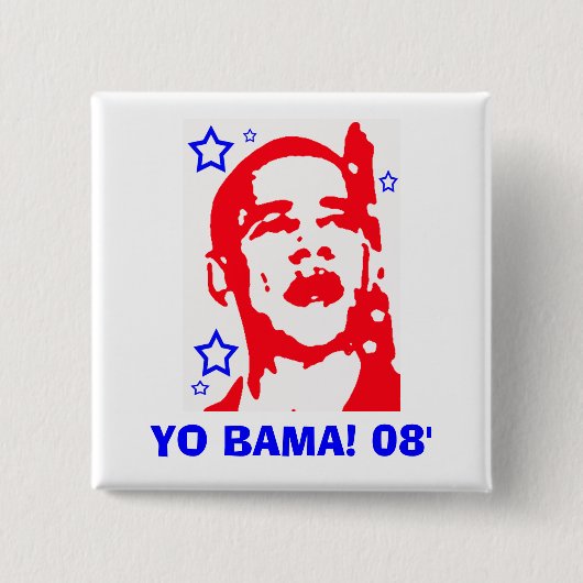 Hé Bama! 08' Star Vierkante Button 5,1 Cm (Voorkant)