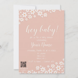 Hé Bébé! Uitnodiging voor babyshower + QR-code van