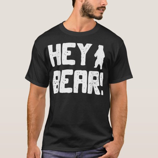 Hé Beer! Funny Hiking Outdoor Black Grizzly Beer T-shirt (Voorkant)
