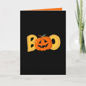 Hé Boe Schattige Pompoen Typografie Tekening Kunst Kaart (Voorkant)