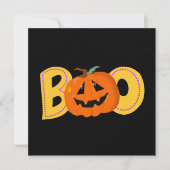 Hé Boe Schattige Pompoen Typografie Tekening Kunst Kaart (Voorkant)