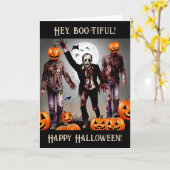 Hé, boe-tiful! Fijne Halloween! Ghouls en Zombie Kaart (Gele Bloem)