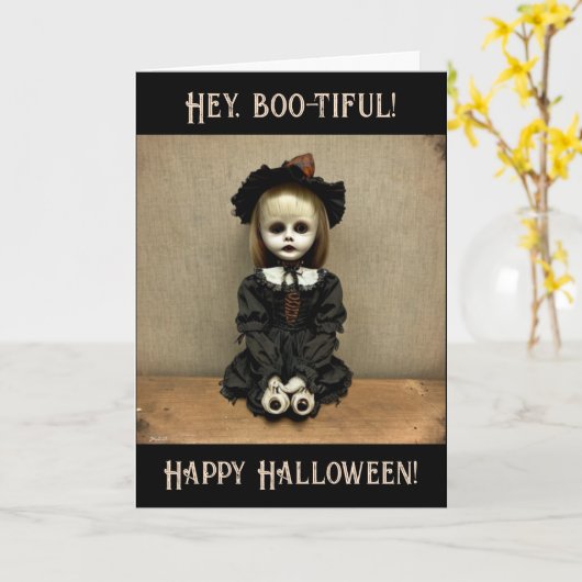 Hé, boe-tiful! Fijne Halloween! Kaart (Gele Bloem)