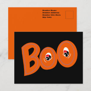 Hé Boo Bang ik je bang Typografie Tekening Kunst Briefkaart