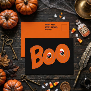 Hé Boo Bang ik je bang Typografie Tekening Kunst Briefkaart