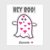 Hé Boo! Geest bedekt met harten Sticker (Vel)
