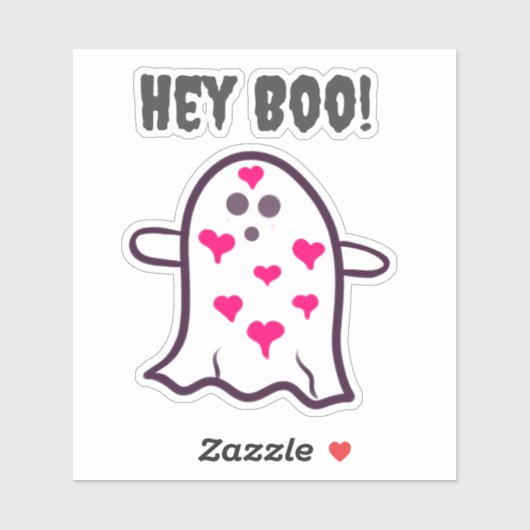 Hé Boo! Geest bedekt met harten Sticker (Vel)