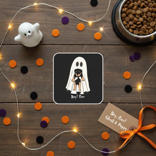 Hé, Boo! Ghost & Puppy Vierkante Sticker