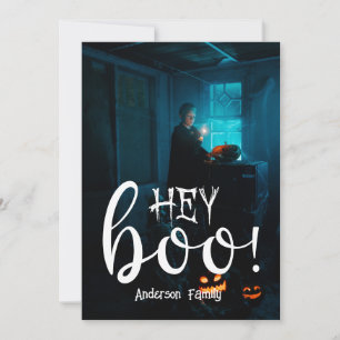 Hé Boo! Halloween-foto Feestdagenkaart